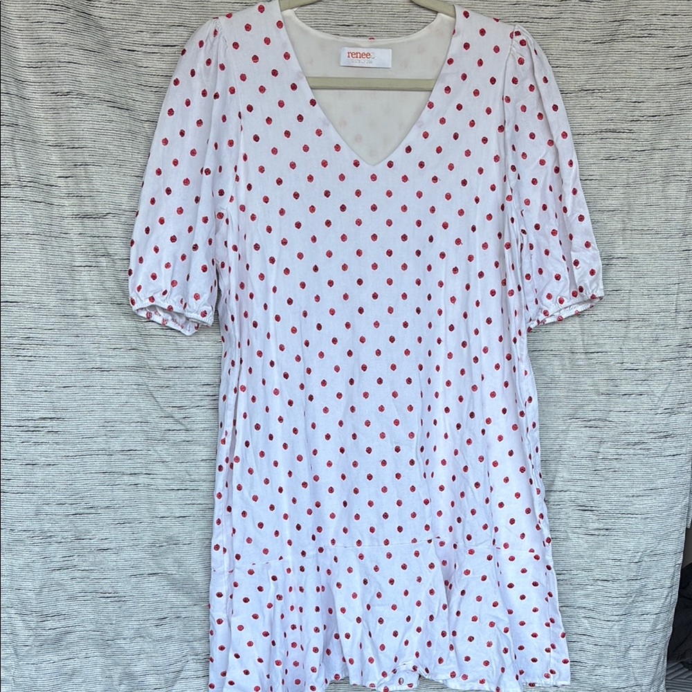 Renee C. White and Red Polka Dot Mini Dress